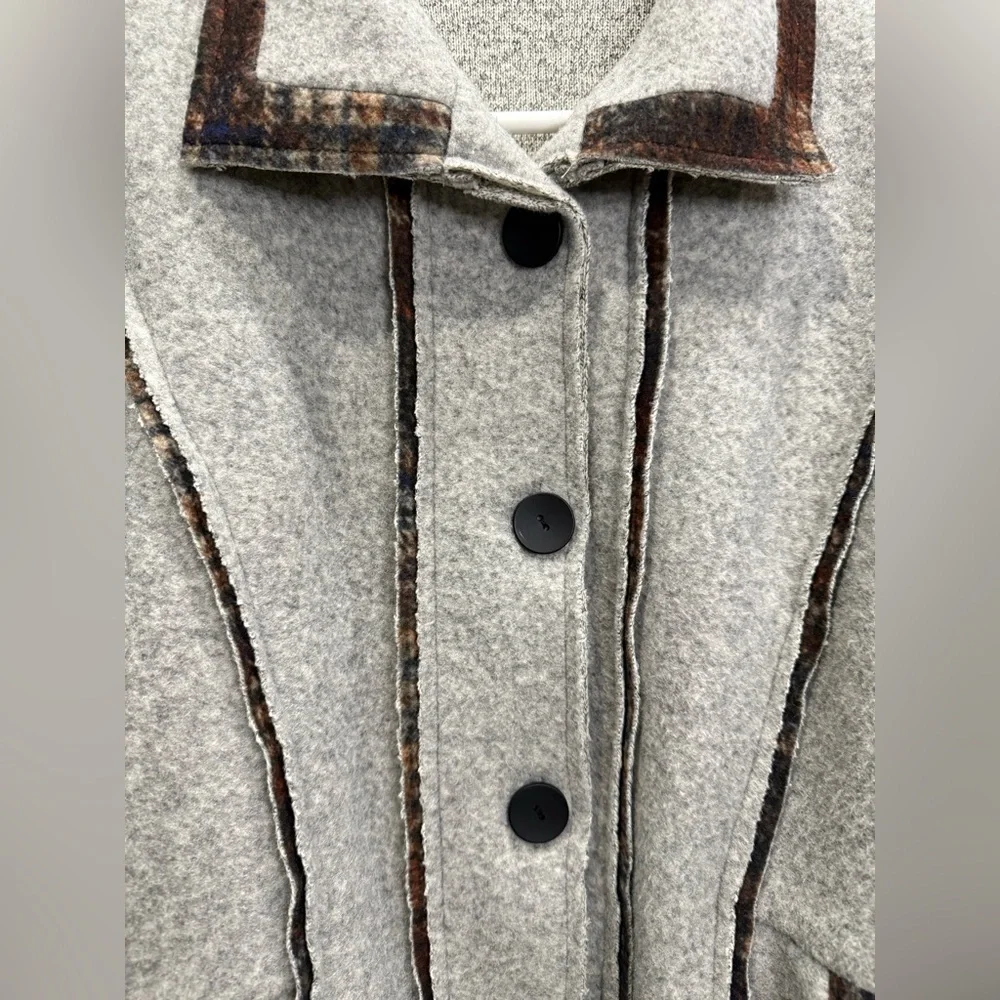 Trisha Tyler Women's Size-M Gray Fleece Coat Jacket Lagenlook